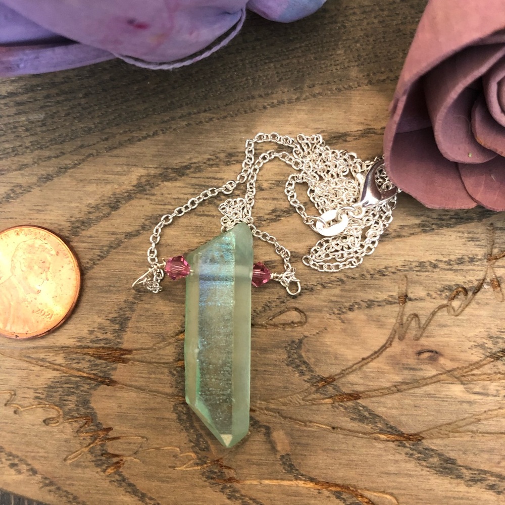 Quartz crystal point necklace